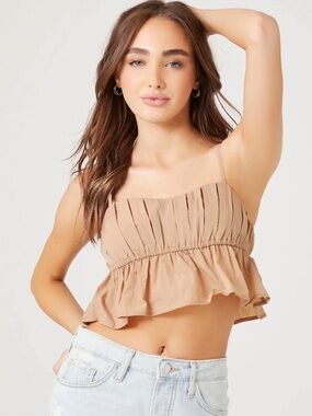 Forever 21 Neutral Beige Peplum Cami